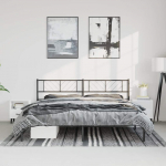 Metallist voodiraam peatsiga, must, 183x213 cm