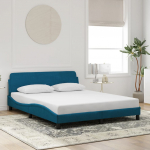Voodiraam peatsiga dover, sinine, 160 x 200 cm, samet