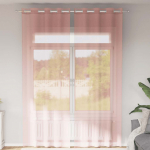 Voile kardinad r&otilde;ngastega 2 tk roosa 140x300 cm