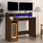 Kirjutuslaud led-tuledega, pruun tamm, 97 x 45 x 90 cm