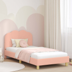 Laste voodiraam peatoega peaga roosa 90 x 190 cm lammaste riie