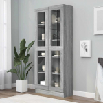 Vitriinkapp, hall sonoma tamm, 82,5x30,5x185 cm, tehispuit