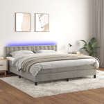 Kontinentaalvoodi madrats ja led, helehall, 160x200 cm, samet
