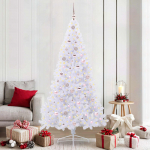 Tehisj&otilde;ulupuu koos 300 led-iga valge 210 cm pvc ja teras