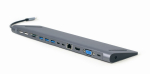 Gembird A-CM-COMBO9-01 USB Type-C 9-in-1 multi-port adapter (USB hub + HDMI + VGA + PD + card reader + LAN + 3.5 mm audio), space grey