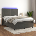 Kontinentaalvoodi madrats ja led, tumehall, 140x200 cm, samet