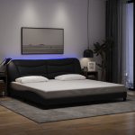 Voodiraam led-iga ilma madratsita hvar, must, 200x200 cm, kangas