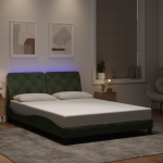 Voodiraam led-iga ilma madratsita, helehall, 140x200 cm, samet
