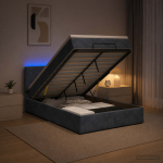 Ottomani voodi madratsi ja led-idega tumehall 120 x 200 cm