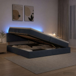 Led-iga voodiraam koos madratsiga tumehall 200 x 200 cm samet