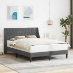 Voodi raam peaga tumehall 120 x 190 cm samet