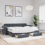 Diivanvoodi v&auml;ljat&otilde;mmatava osaga, tumehall, 80x200 cm samet