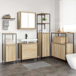 Vannitoa m&ouml;&ouml;bleset 5 pcs beež 76.5 x 35 x 95 cm tehispuit
