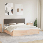 Voodiraam pehme peatoega pruunikashall 180 x 200 cm tahke m&auml;nd