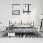 Metallist voodiraam peatsiga, must, 193x203 cm