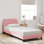 Voodiraam peatsiga dover roosa 90x200 cm samet
