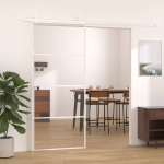 Liuguks, esg-klaas ja alumiinium, 90 x 205 cm, valge