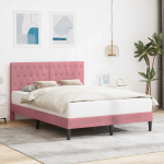 Voodi raam peaga roosa 140 x 200 cm samet