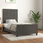 Voodiraam ilma madratsita, tumehall, 80x200 cm, samet