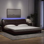 Voodiraam led-iga ilma madratsita hvar, tumepruun, 200x200 cm, kangas
