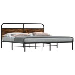 Metallist voodiraam ilma madratsita suitsutatud tamm 200x200 cm