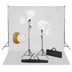 Fotostuudiokomplekt lambid, vihmavari, taustapilt, reflektor