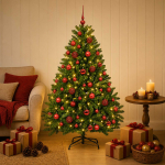 Kunstlik heleroheline j&otilde;ulupuu j&otilde;ulukuulidega 180 cm 300 led-i