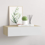Seinale kinnitatav sahtliriiul, tamm ja valge, 40 x 23,5 x 10 cm, mdf