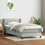 Box vedruvoodi madratsiga helehall 80x210 cm samet