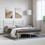 Metallist voodiraam peatsiga, valge, 183x213 cm