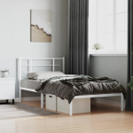 Metallist voodiraam peatsiga, valge, 107x203 cm