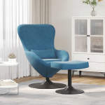 Munatool koos jalatoega sinine 63 x 73 x 90 cm samet