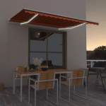 K&auml;sitsi sisset&otilde;mmatav varikatus, led 450x300 cm, oranž ja pruun
