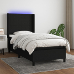 Kontinentaalvoodi madrats ja led, must, 80x200 cm, kangas