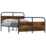 Metallist voodiraam ilma madratsita suitsutatud tamm 137x190 cm