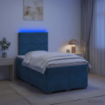 Vedruvoodi madratsiga led-ribadega sinine 120 x 190 cm samet