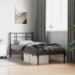 Metallist voodiraam peatsiga, must, 90x200 cm