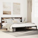 Metallist voodiraam ilma madratsita suitsutatud tamm 183x213 cm