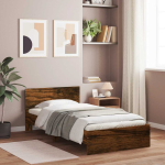 Peatsiga voodiraam ilma madratsita suitsutatud tamm 100x200 cm