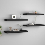 Seinariiulid, 4 tk, must, 60 x 23,5 x 3,8 cm mdf