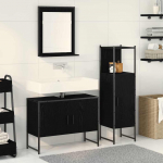 Vannitoa m&ouml;&ouml;bleset riiuliga ladustamisega 3 pcs must tehispuit