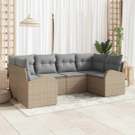Aia diivanikomplekt padjaga 6 pcs beež pol&uuml; rattan