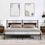 Voodiraam ilma madratsita suitsutatud tamm 200x200 cm tehispuit