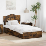 Laos voodi peaga suitsetatud tamm 90 x 190 cm tehispuit