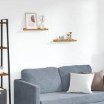 Seinariiul riiuliga 2 pcs beež 40 x 9 x 3 cm tehispuit