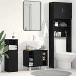 Vannitoa kapp riiuliga must tamm 60 x 32 x 54 cm tehispuit