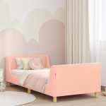 Laste voodiraam peatoega peaga roosa 90 x 190 cm lammaste riie