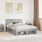Voodi raam peaga betoonhall 140 x 200 cm tehispuit