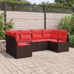 Diivanikomplekt padjaga 6 pcs pruun pol&uuml; rattan