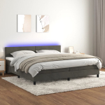 Kontinentaalvoodi madrats ja led, tumehall, 200x200 cm, samet